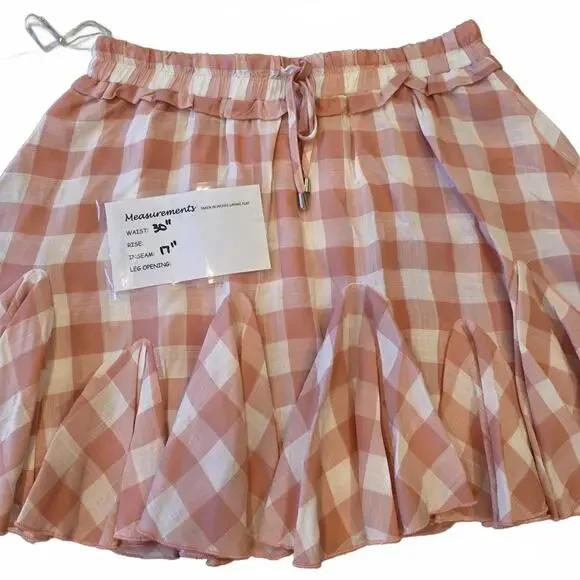 Entro Pink White Gingham Ruffle Skirt SIZE Large NWT Cottage Coastal Grandma - Picture 7 of 7